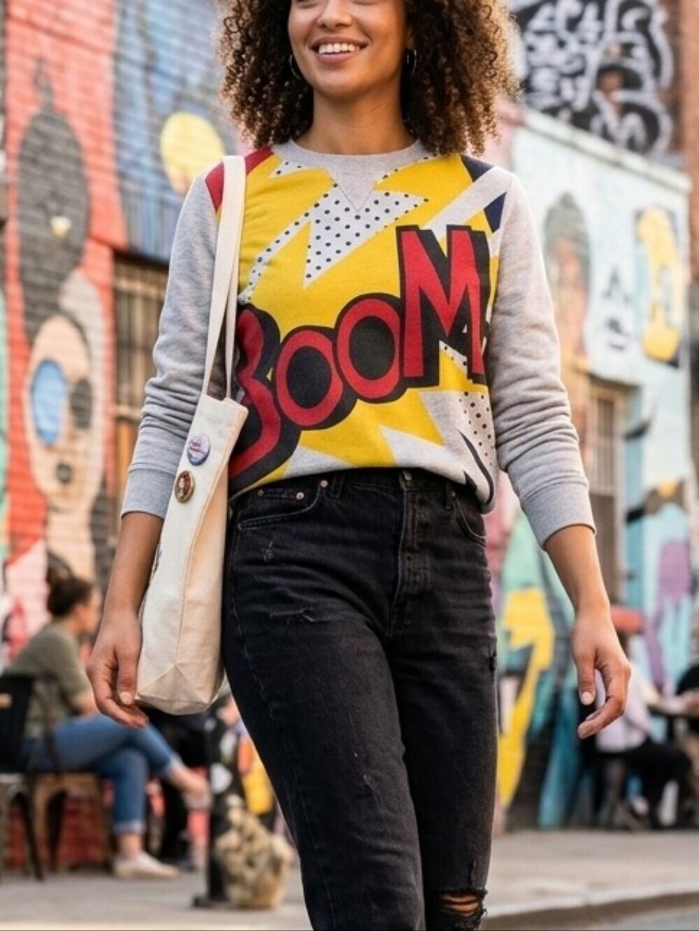 3.1 Phillip Lim Boom Graphic Crewneck Sweatshirt XS  Pop Cotton Blend Pullover